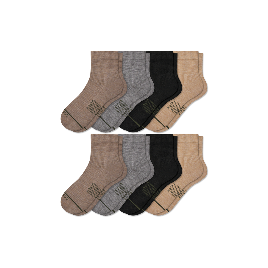 Women's Merino Wool Blend Modern Rib Quarter Sock 8-Pack - Cozy Run Move