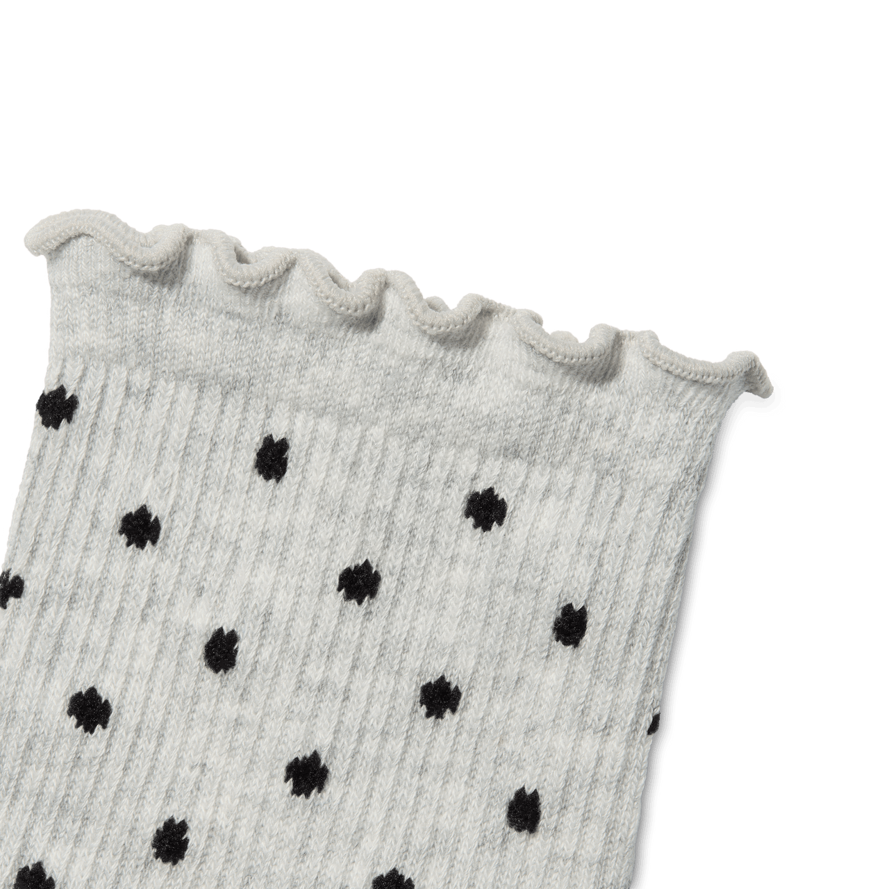 Ruffle Rib Quarter Socks - Grey Polka Dot Detail [11328]