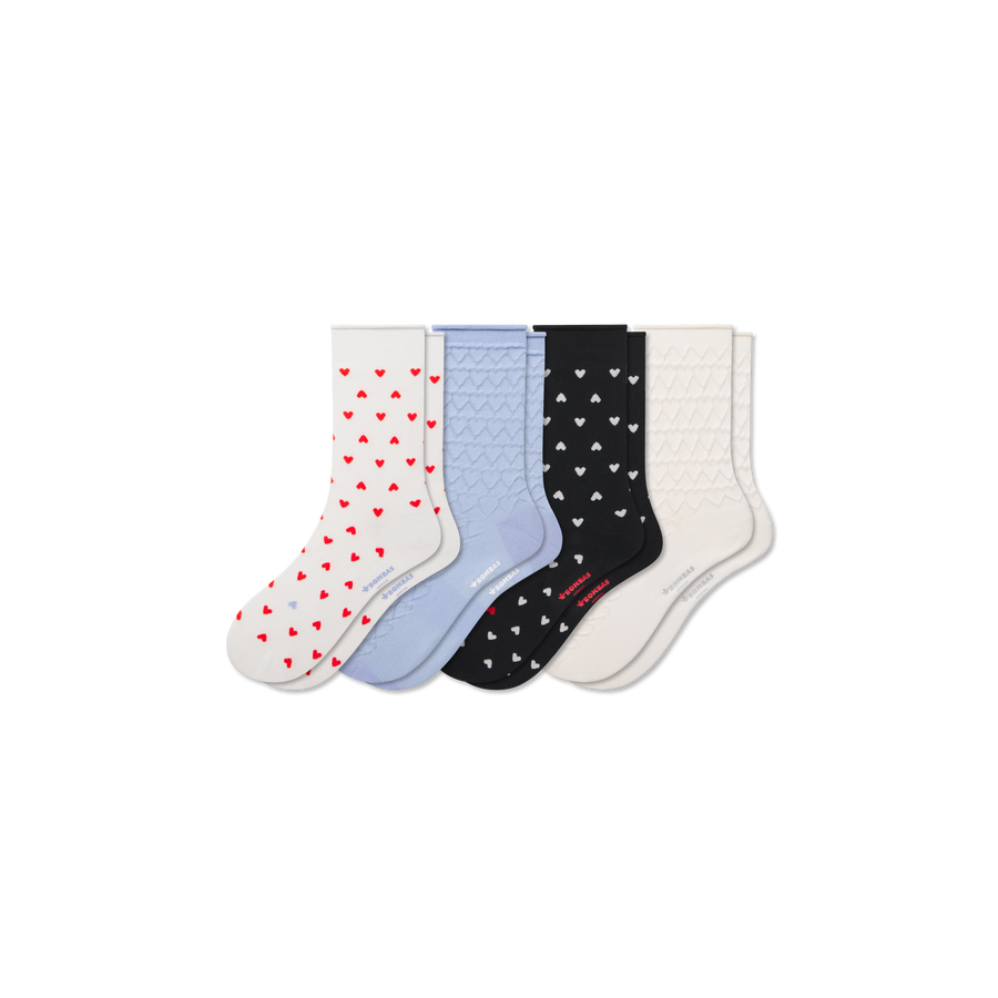 Women’s Hearts Half Calf Sock 4-Pack - Cushion Crew Move