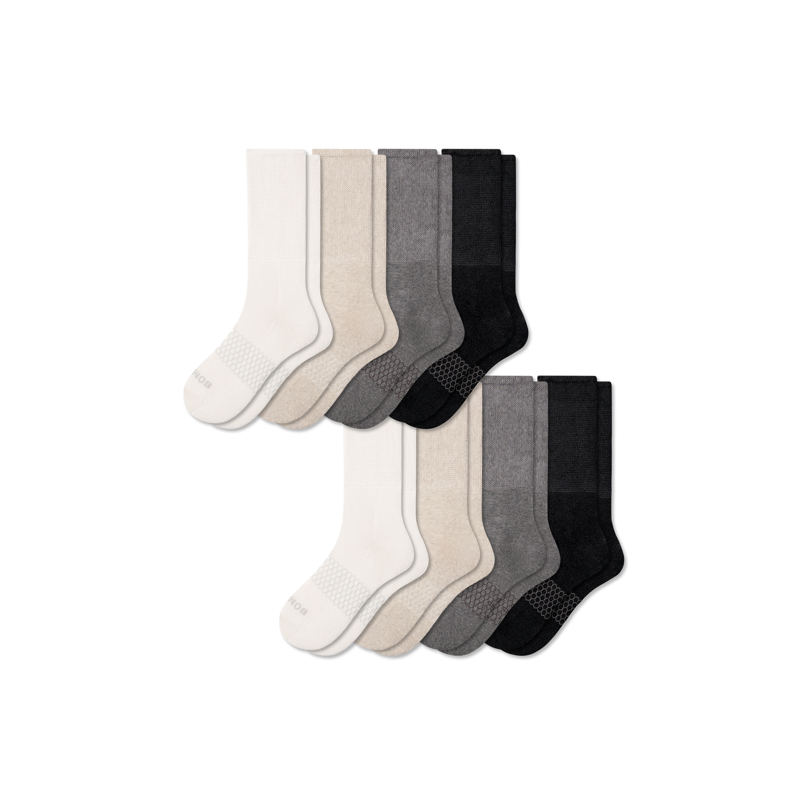 Men's Ultra Stretch Calf Sock 8-Pack - Heather Black Mix L