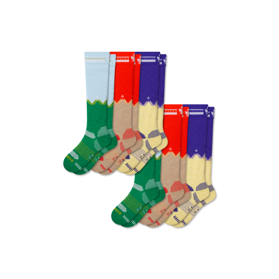 Youth Full-Cushion Merino Wool Blend Ski & Snowboard Sock 6-Pack - Everyday Crew Wear