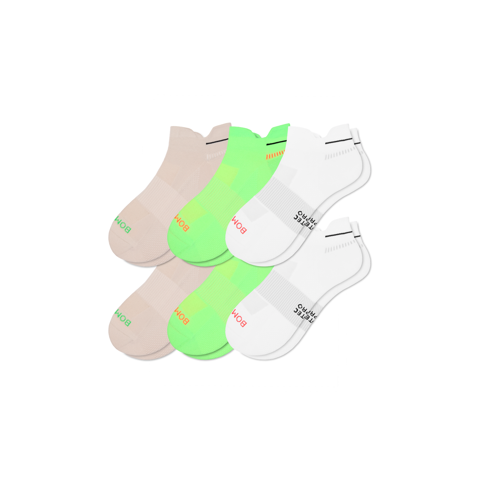 Women's RunPro Ankle Sock 6-Pack - lime sand mix L