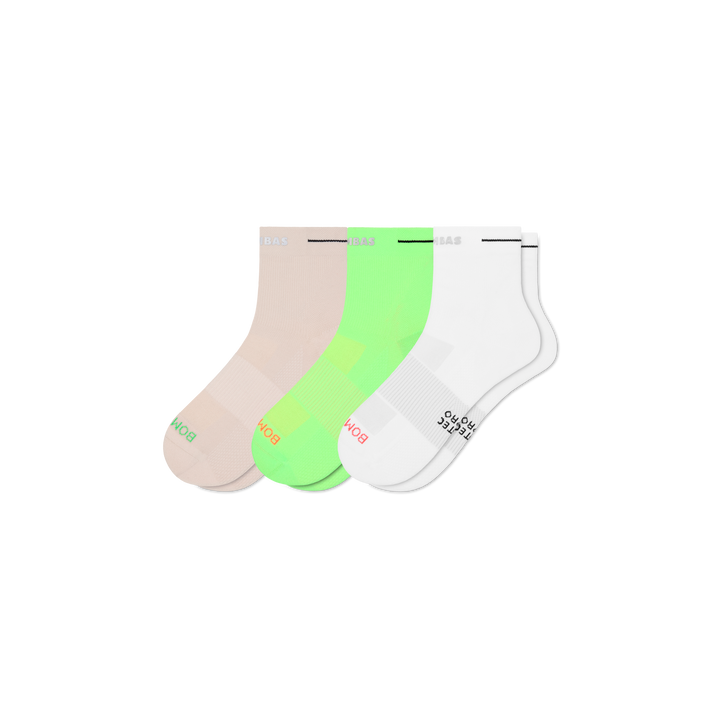 Women's RunPro Quarter Sock 3-Pack - lime sand mix L