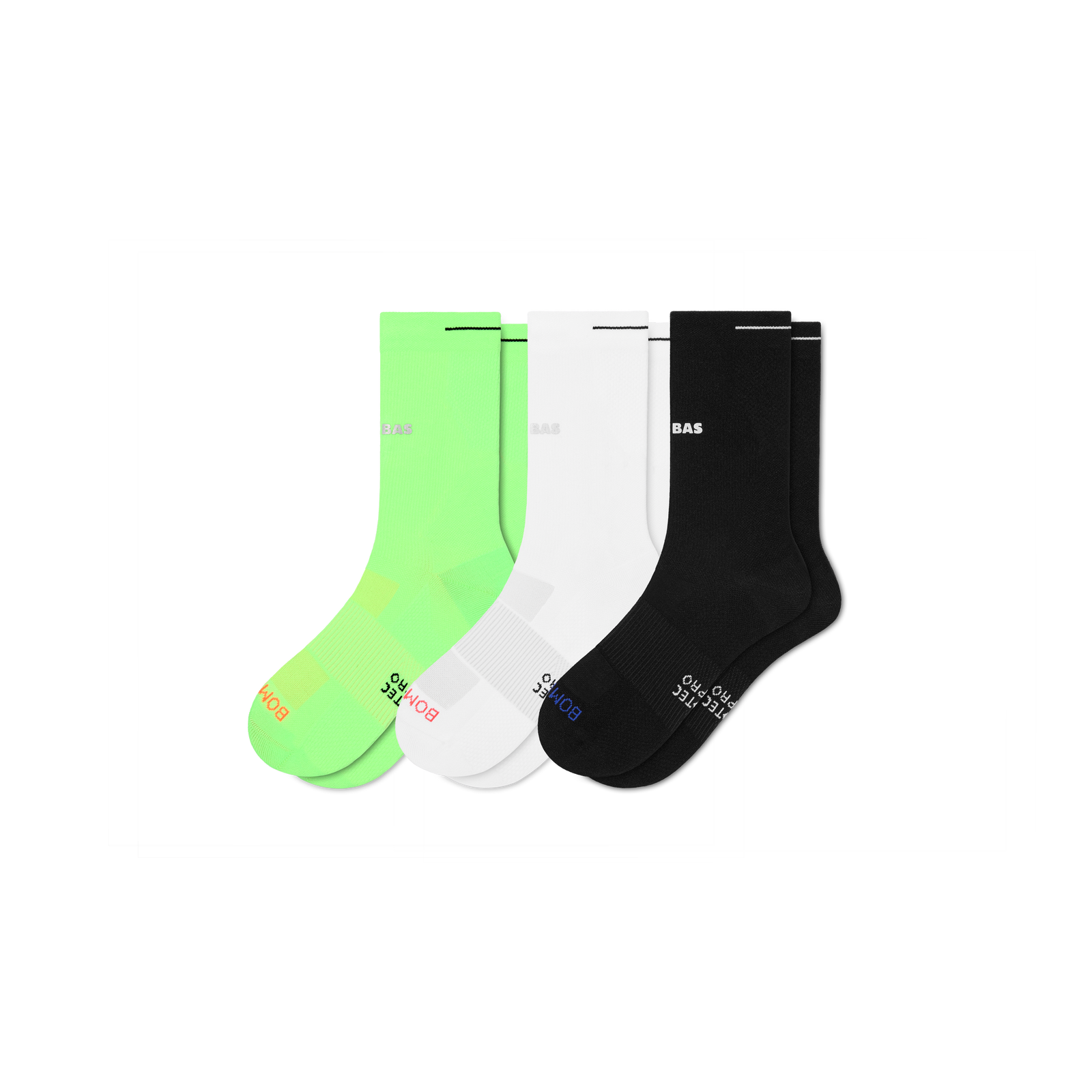 Men's RunPro Half Calf Sock 3-Pack - lime white mix L
