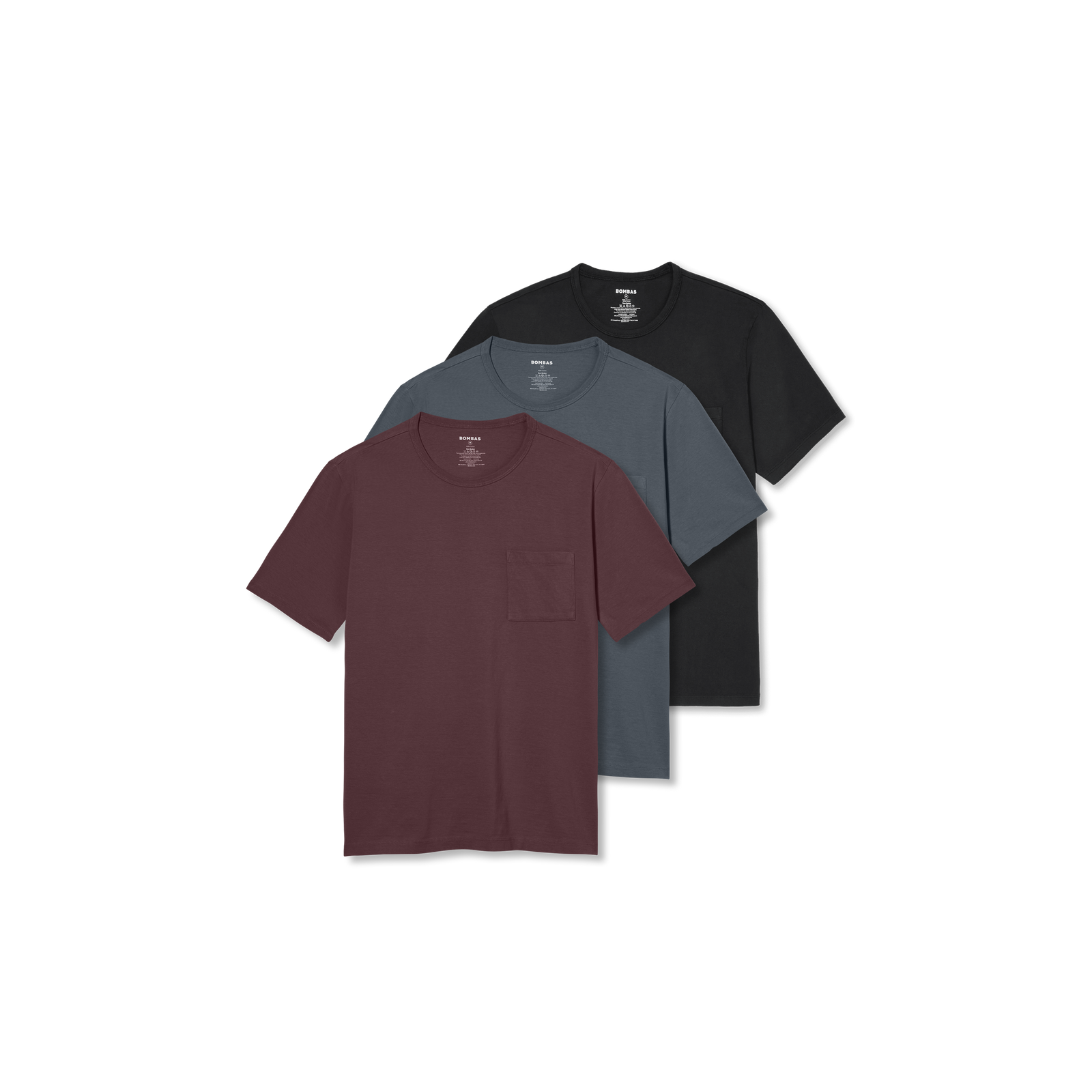 Premium Weight Pocket Crew Neck T-Shirt 3-Pack - Mahogany Pebble Black Mix L