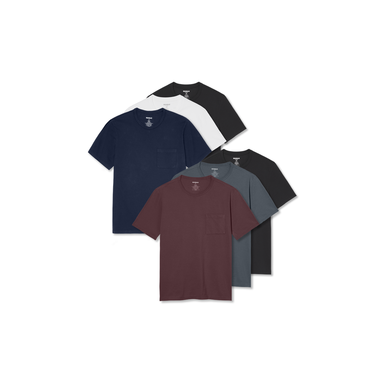 Menâ€™s Premium Weight Pocket Crew Neck T-Shirt 6-Pack - Mahogany Pebble Core Mix L