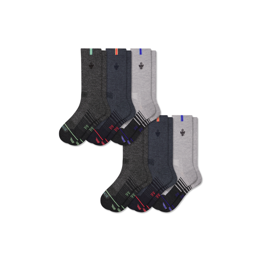 Men's Merino Wool Blend Run Calf Sock 6-Pack - Fresh Rotation