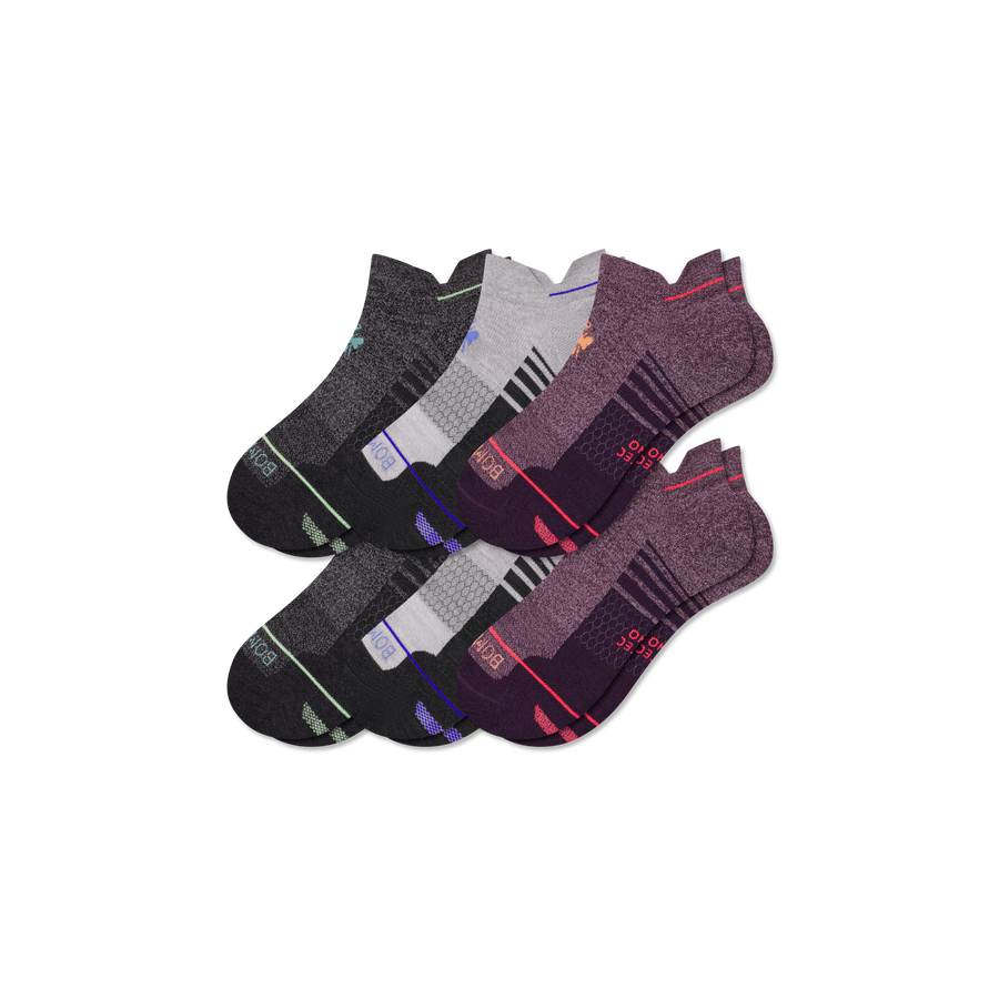 Women's Merino Wool Blend Run Ankle Sock 6-Pack - Comfort Hike Cushion