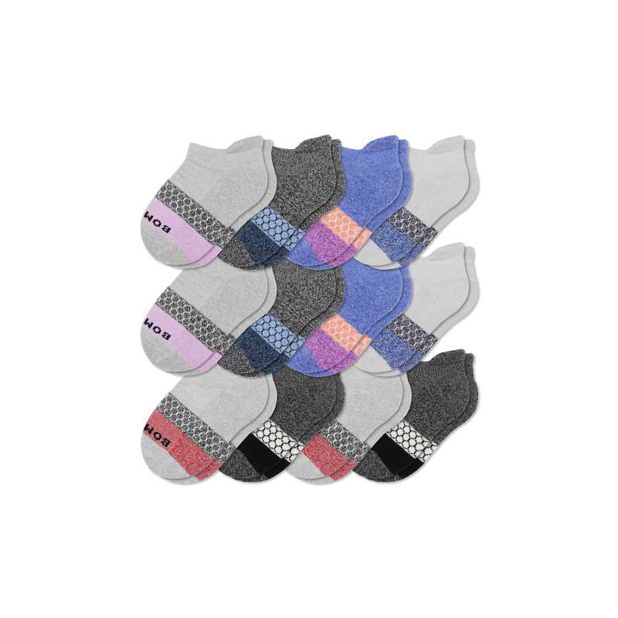 Junior Tri-Block Ankle Sock 12-Pack - Smooth Low Cut Support
