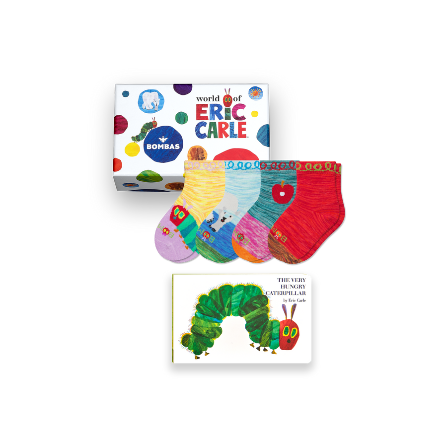 Toddler Eric Carle Lightweight Calf Sock 4-Pack Gift Box & Book - Simple Packing Storage