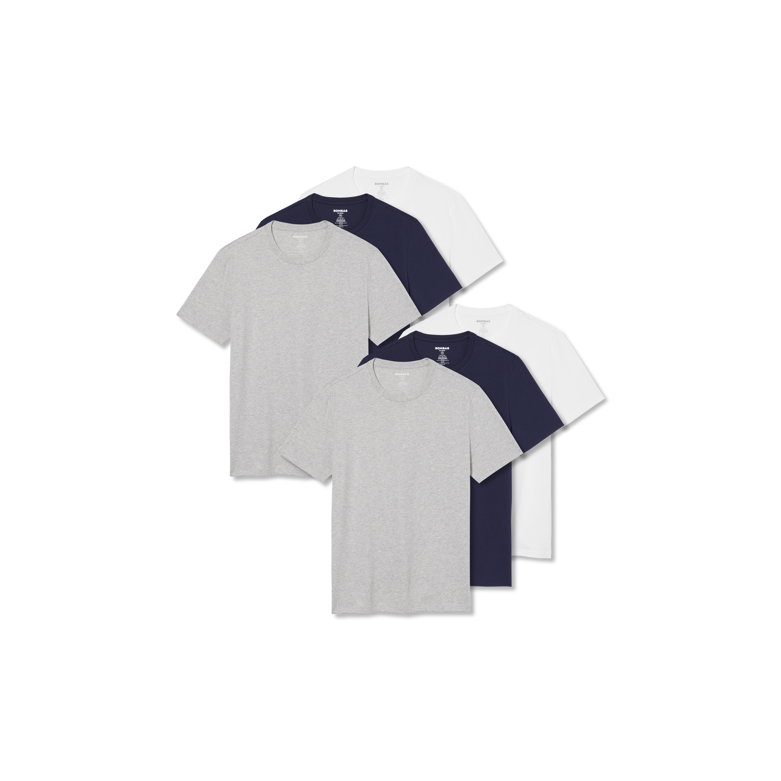 Men's Pima Cotton Crew Neck T-Shirt 6-Pack - Navy Bright White Mix L [8525]