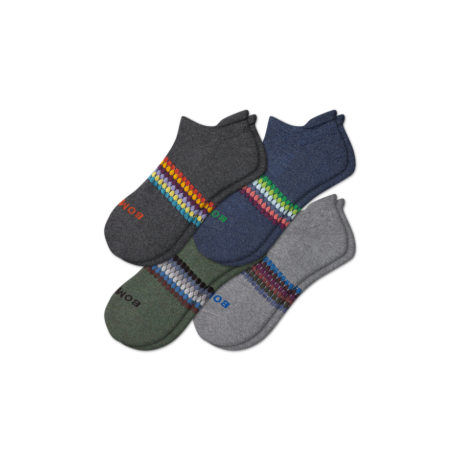 Men's Sunset Stripe Ankle Sock 4-Pack - Breathable No Show Pair