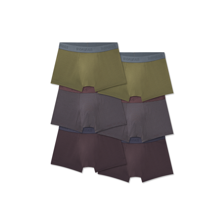 Men's Cotton Modal Blend Trunk 6-Pack - Olive Moss All Spice Mix L