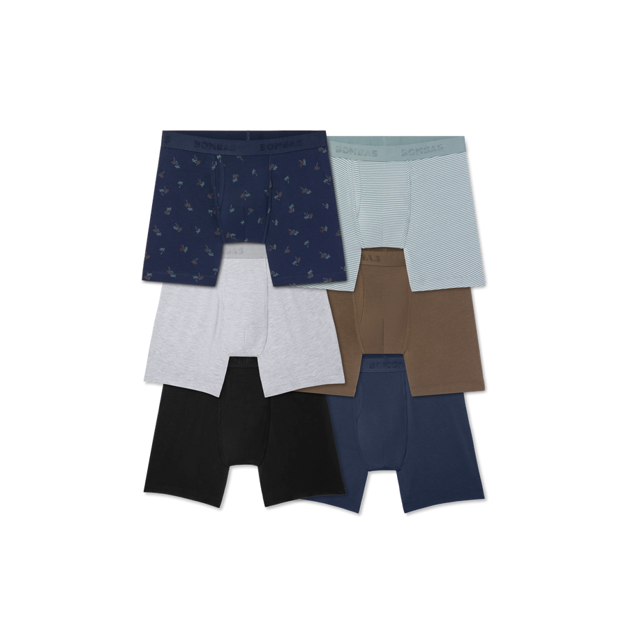 Men's Cotton Modal Blend Boxer Brief 6" 6-Pack - Seamless Lounge Wear