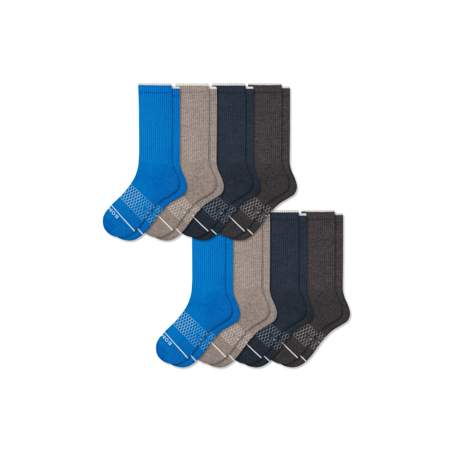 Men's Merino Wool Blend Calf Sock 8-Pack - Cozy Run Fit