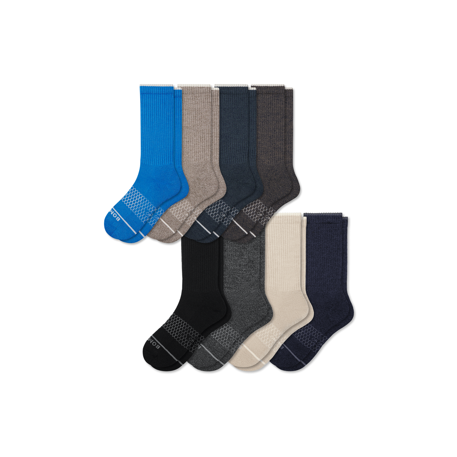 Men's Merino Wool Blend Calf Sock 8-Pack - Pebble Dark Mix L