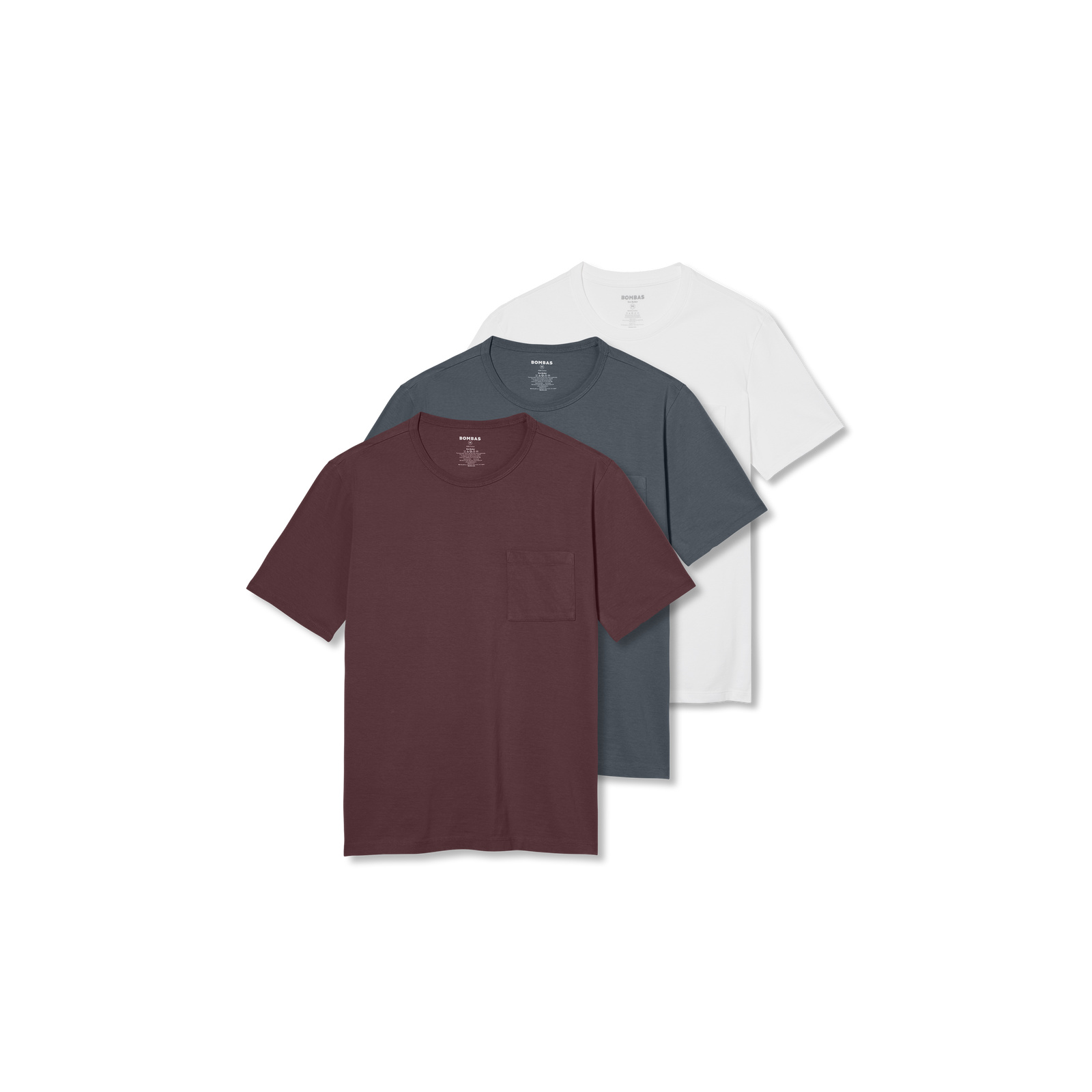 Menâ€™s Premium Weight Pocket Crew Neck T-Shirt 3-Pack - Pebble Mahogany White Mix L
