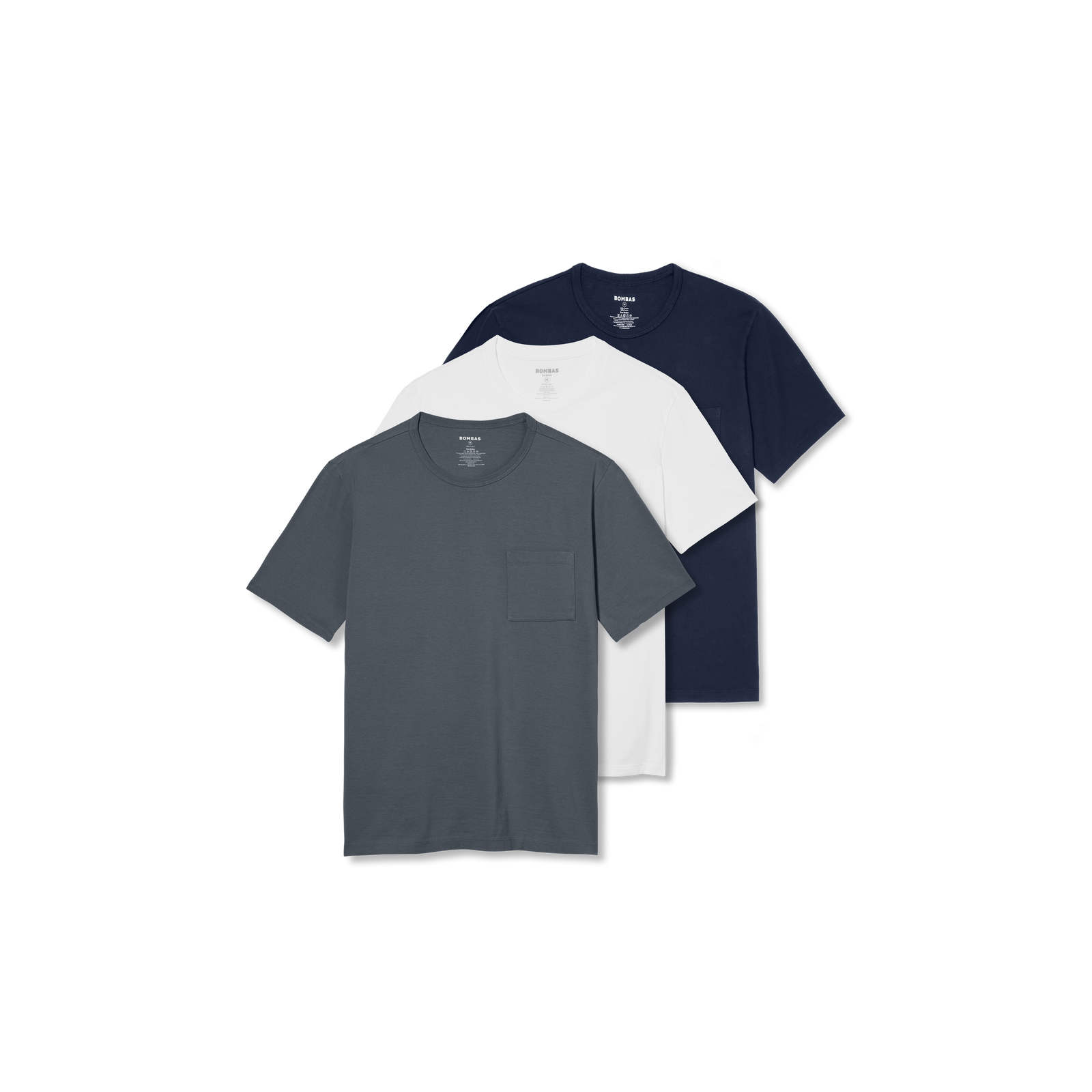 Premium Weight Pocket Crew Neck T-Shirt 3-Pack - Pebble White Navy Mix L