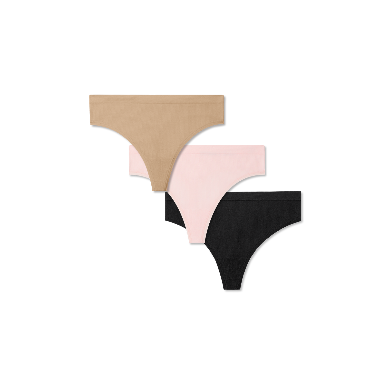 Women's Seamless Thong 3-Pack - Pink Black Sand Mix L