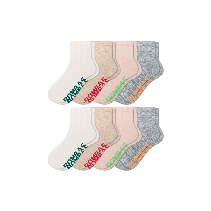 Women's Summer Ragg Quarter Sock 8-Pack - pink fawn mix L