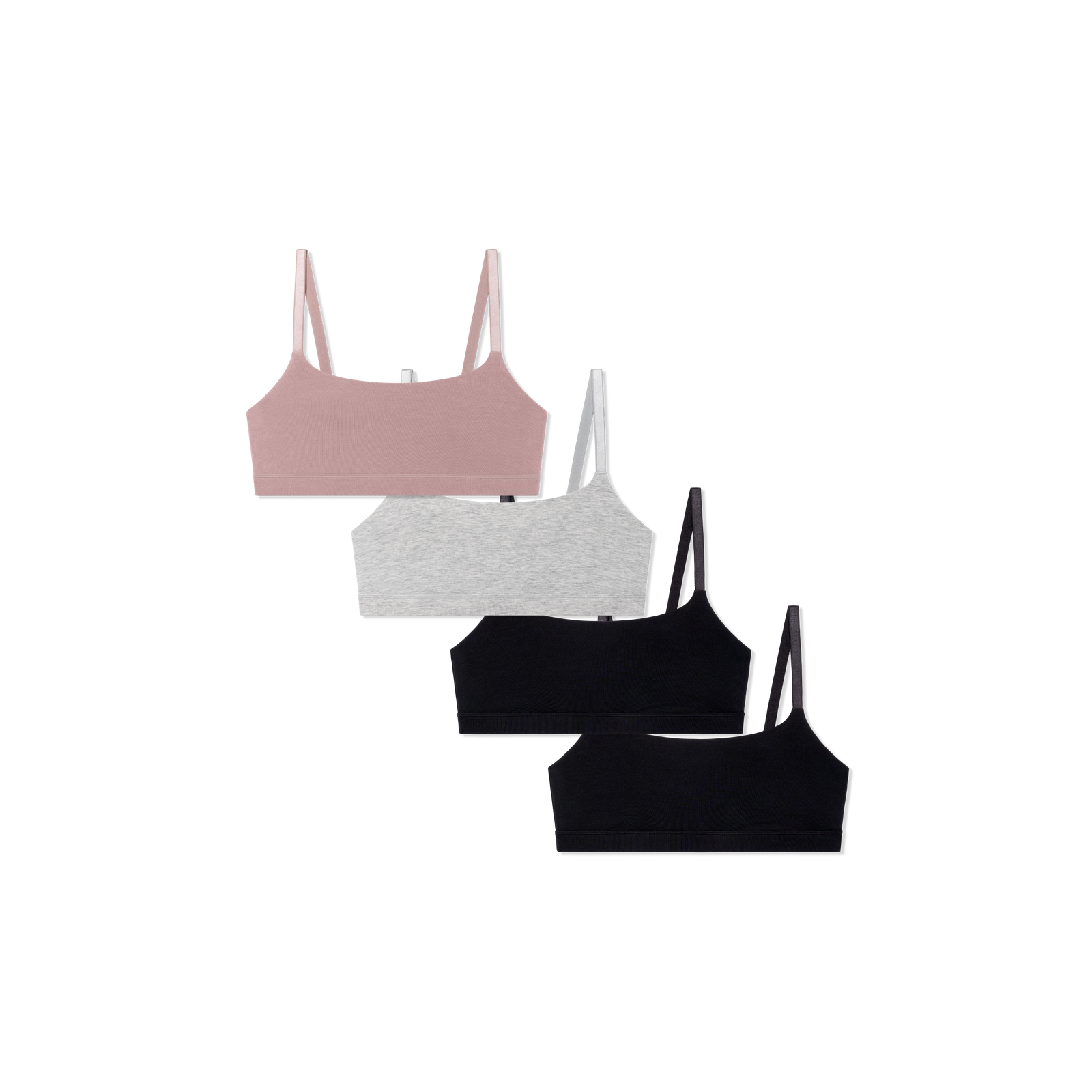 Women's Super Soft Scoop Bralette 4-Pack - Pink Grey Black Pack L