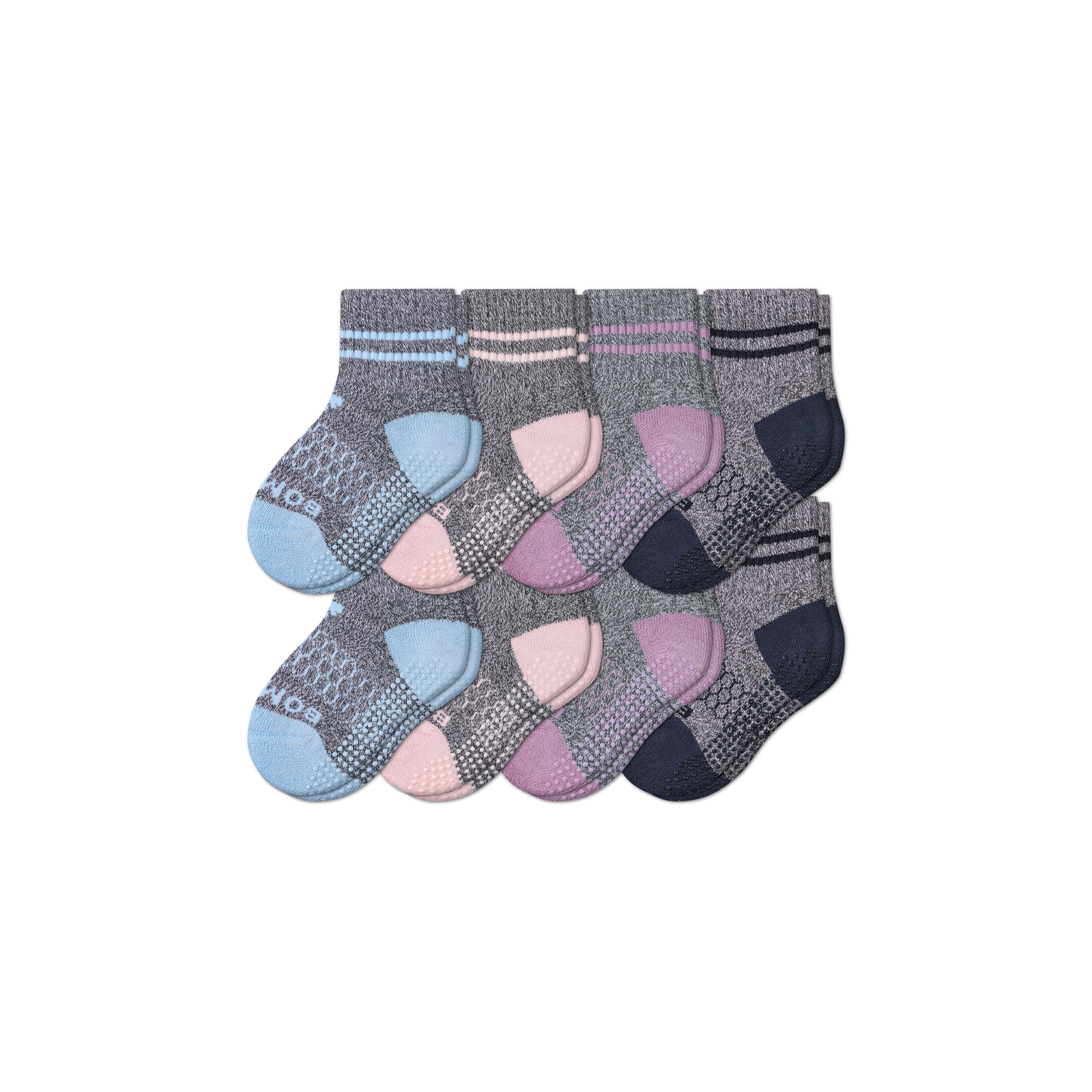 Toddler Gripper Calf Sock 8-Pack Pink Logwood Mix L