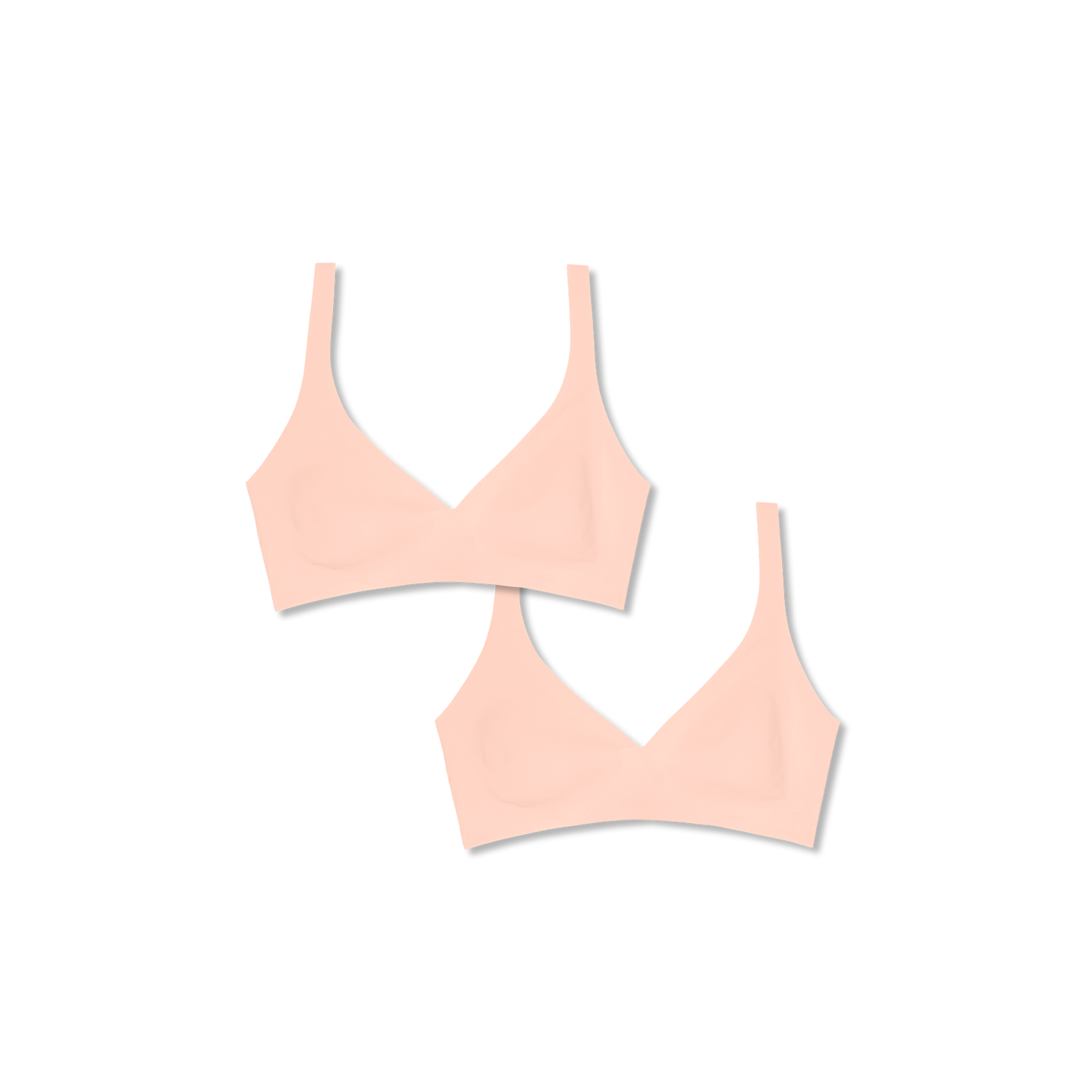 Womenâ€™s No Show Plunge Bralette 2-Pack - Pink Sandstone L