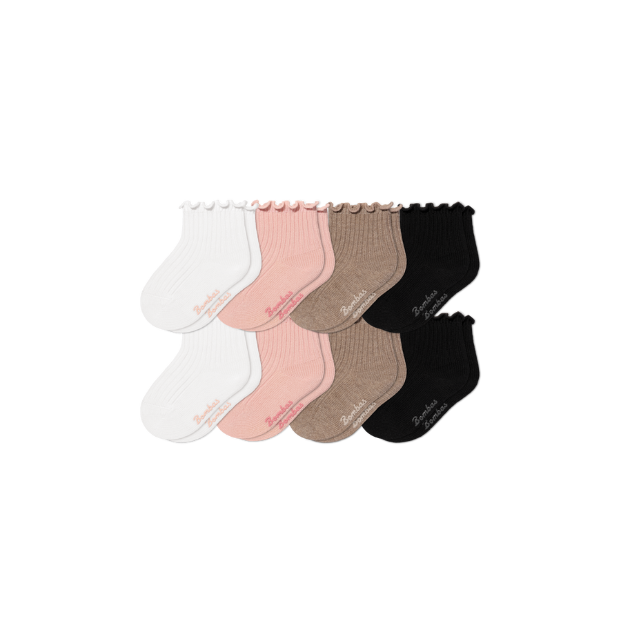Baby Ruffle Rib Calf Sock 8-Pack (0-6 Months) - Light Office Pair