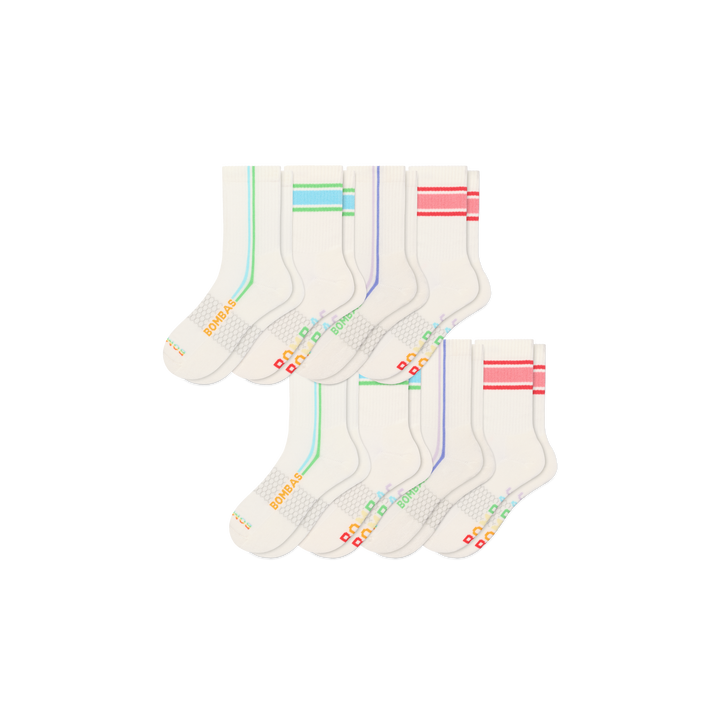 Pride Half Calf Sock 8-Pack - pride stripe mix L