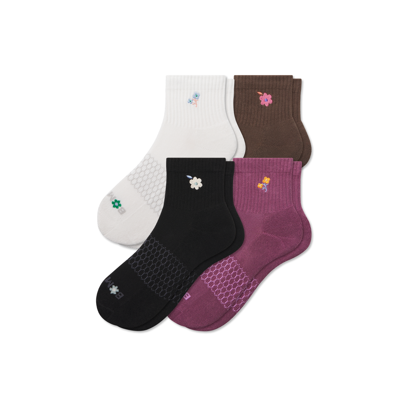 Women's Garden Party Quarter Sock 4-Pack - Purple Oak Mix L [8428]