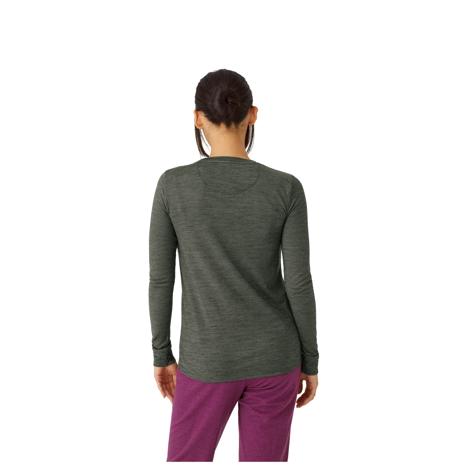 Merino Wool Crew Neck Long Sleeve T-Shirt Raw Umber WO3