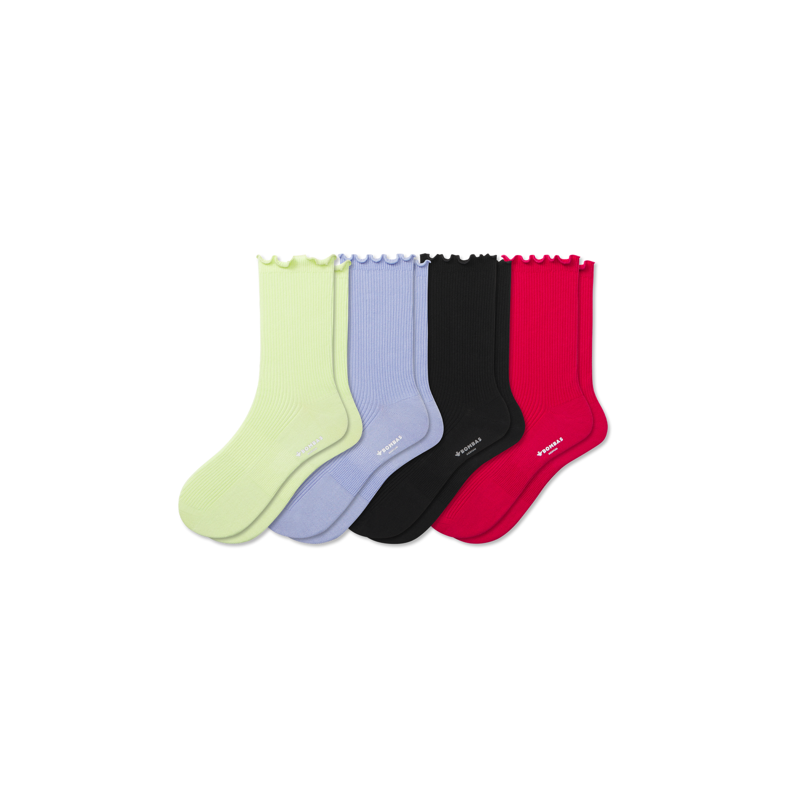Women's Ruffle Rib Half Calf Sock 4-Pack - Red Blue Mix