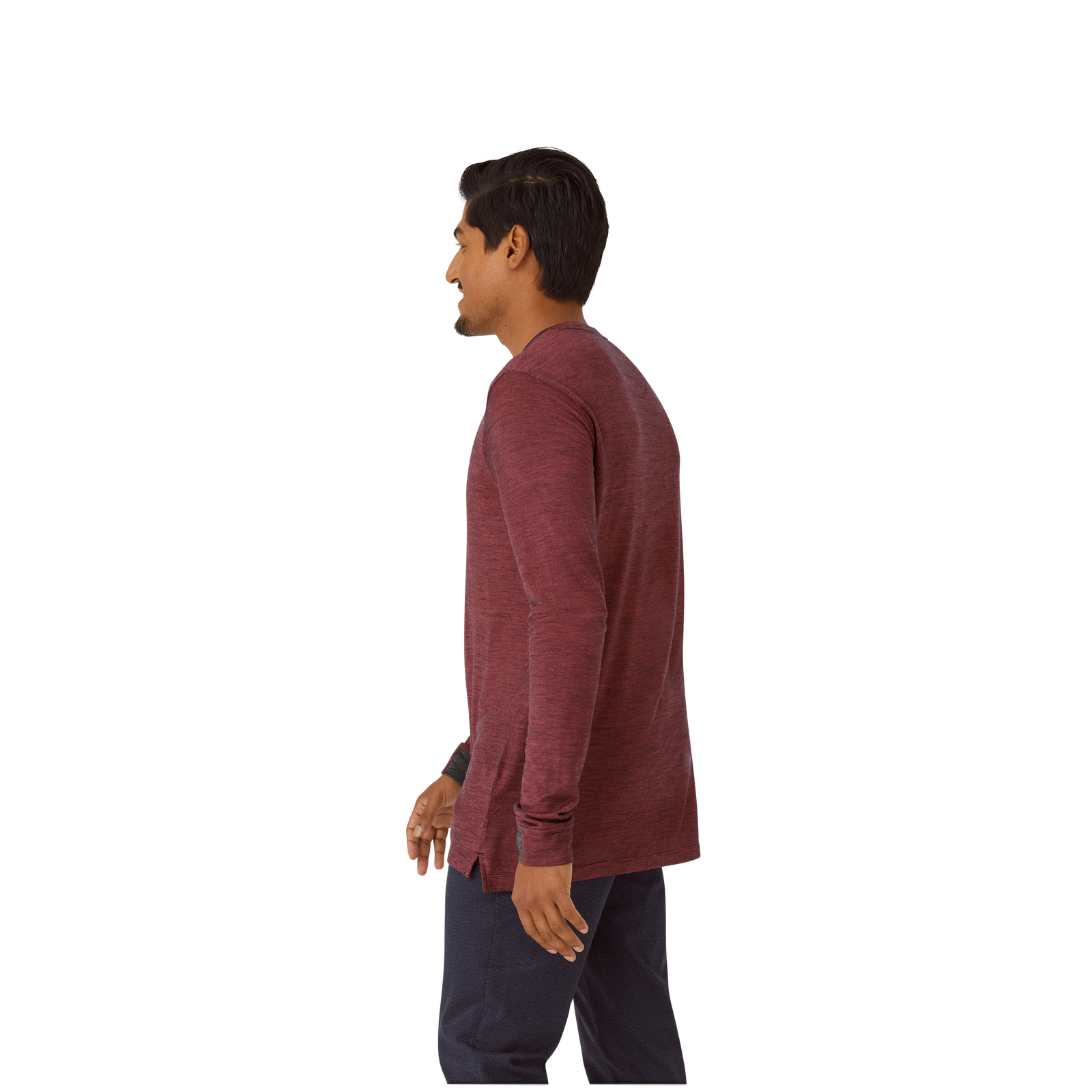 Merino Wool Crew Neck Long Sleeve T-Shirt Red Clay MO2