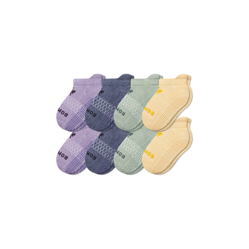 Junior Gripper Ankle Sock 8-Pack - Sage Blue Mix L