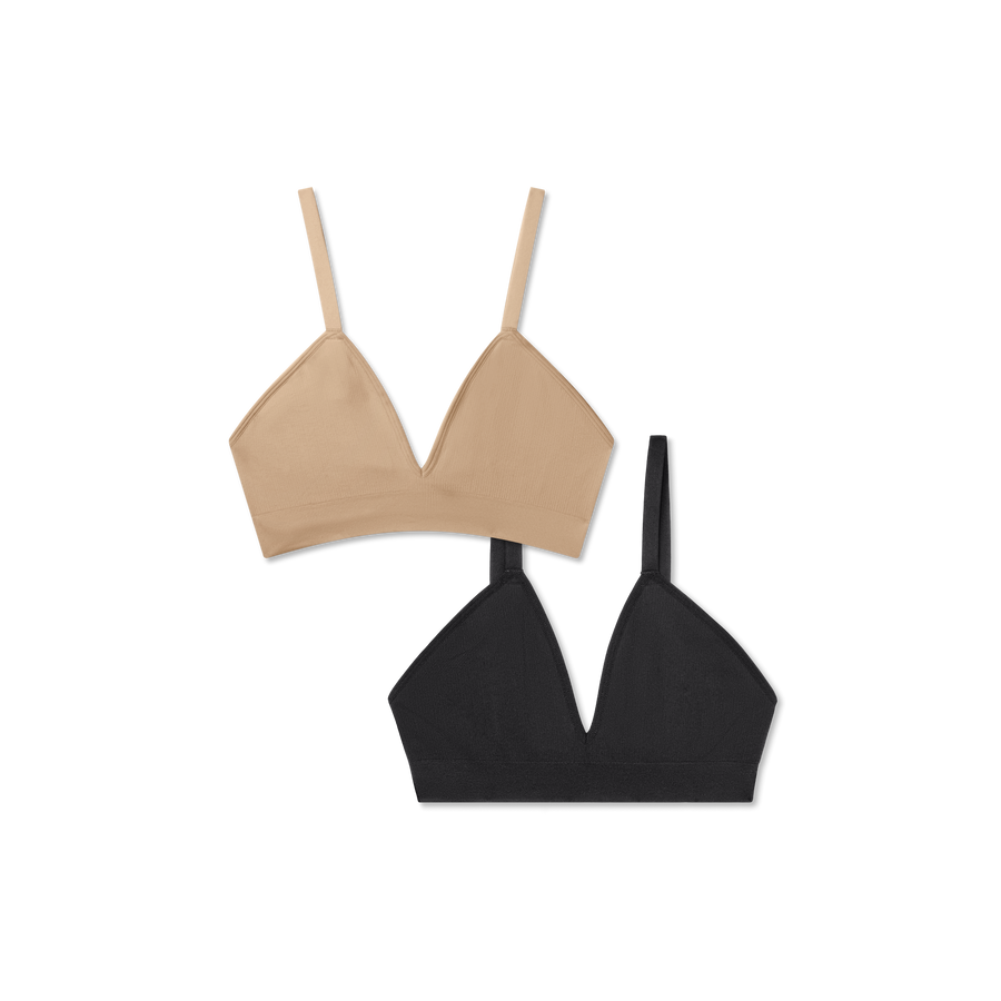 Women's Seamless Triangle Bralette 2-Pack - Light Layer Hold