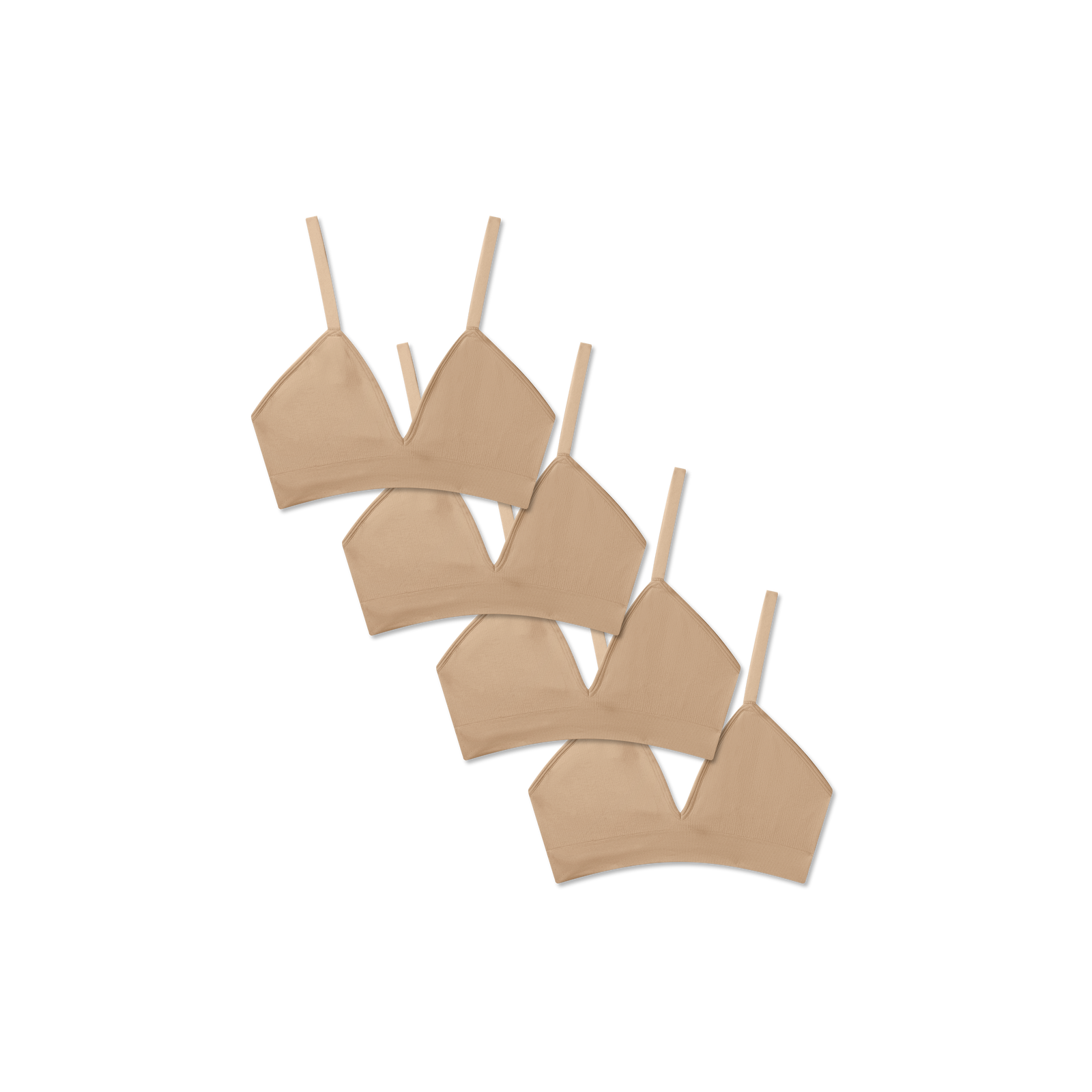 Women's Seamless Triangle Bralette 4-Pack - Sahara Sand L