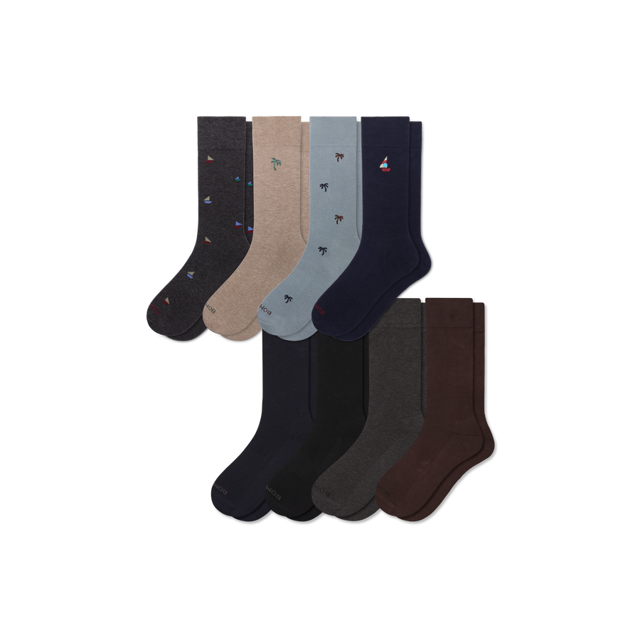 Men's Dress Calf Sock 8-Pack - Steady Crew Fit
