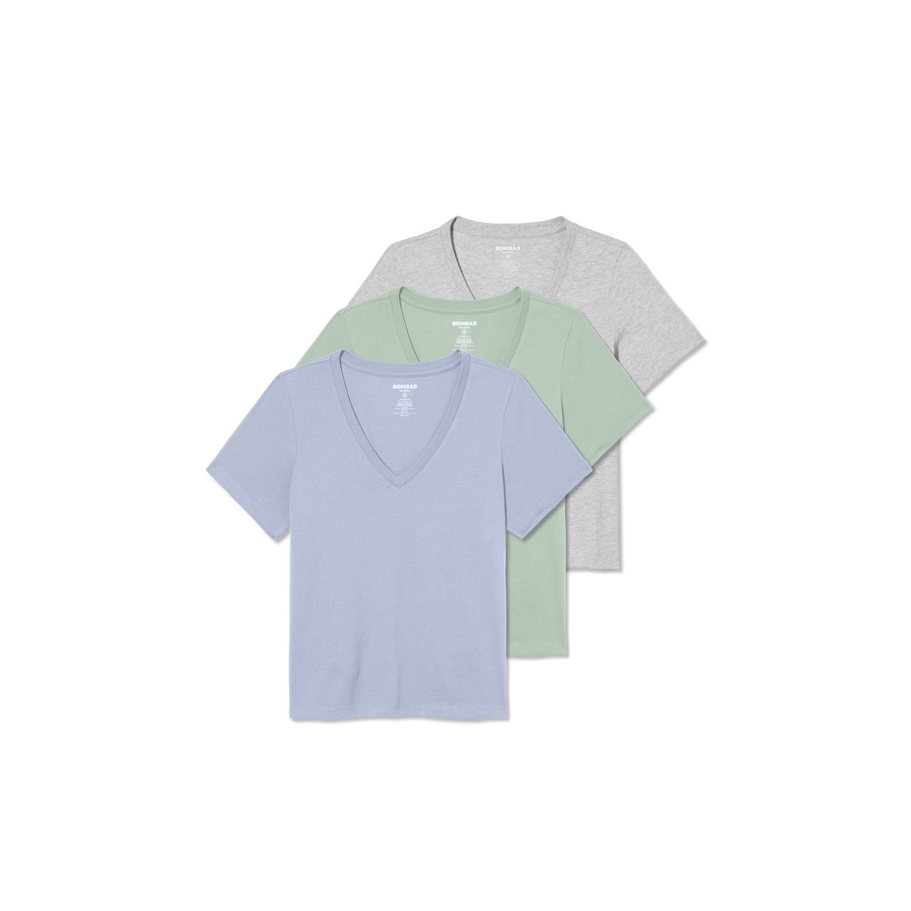 Women's Pima Cotton V-Neck T-Shirt 3-Pack - Skysail Grey Mint Mix L