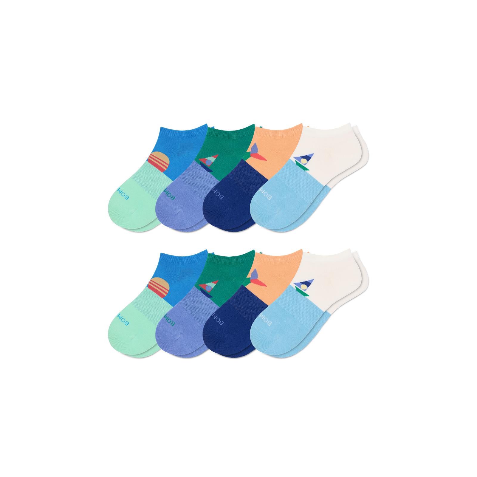 Youth Lightweight Ankle Sock 8-Pack - sky sail mix L