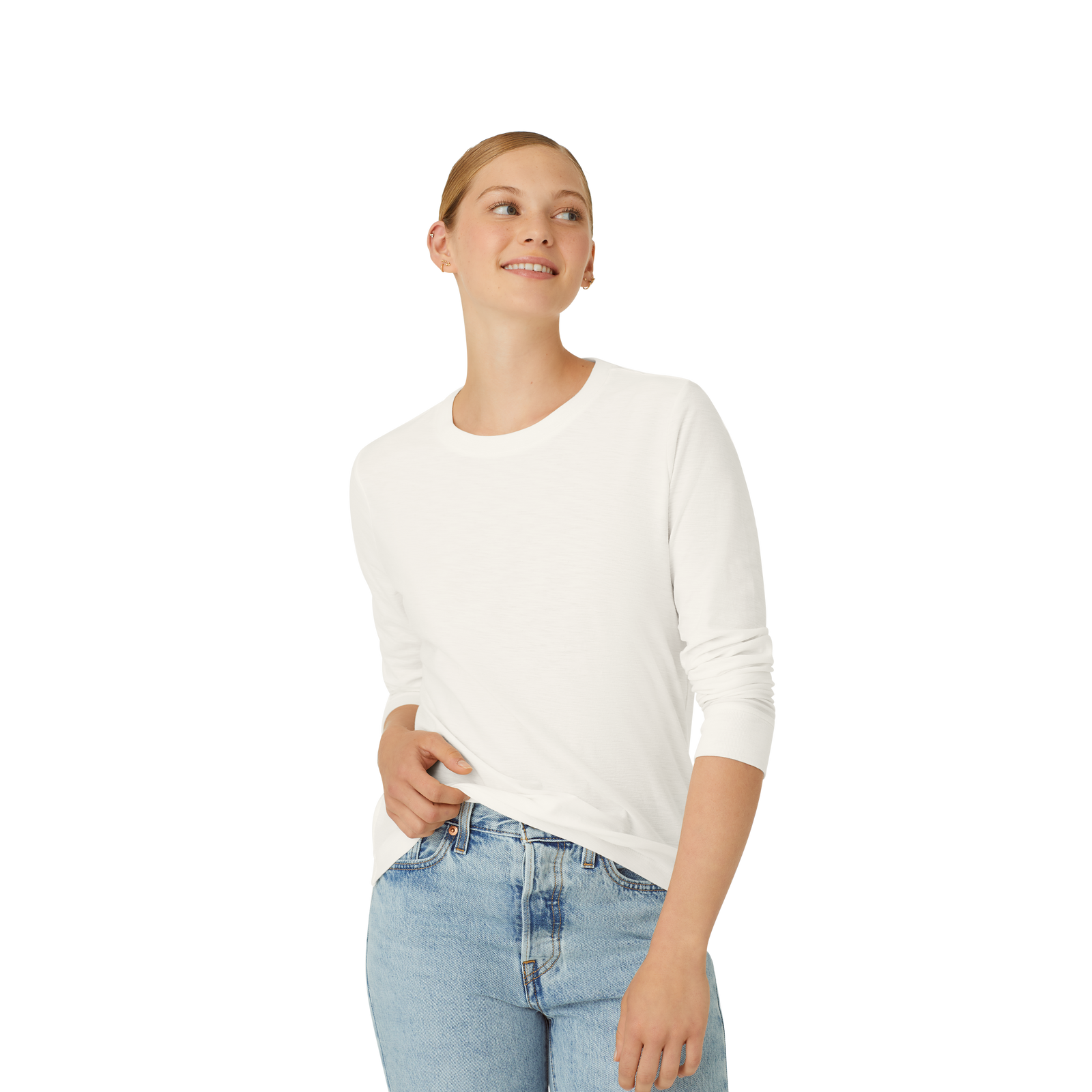 Air Slub Long Sleeve Crew Neck T-Shirt Soft White WO4
