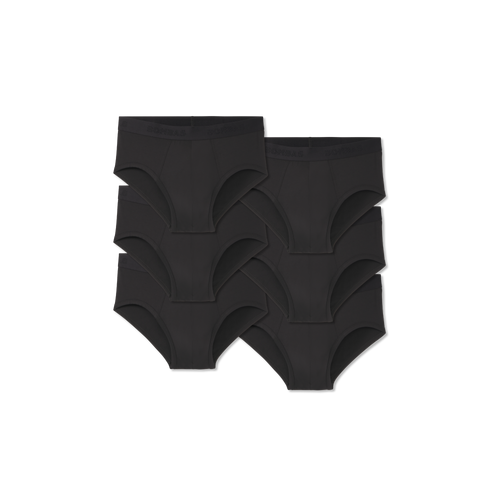 Men's Cotton Modal Blend Flyless Brief 6-Pack - Solid Black L [8817]