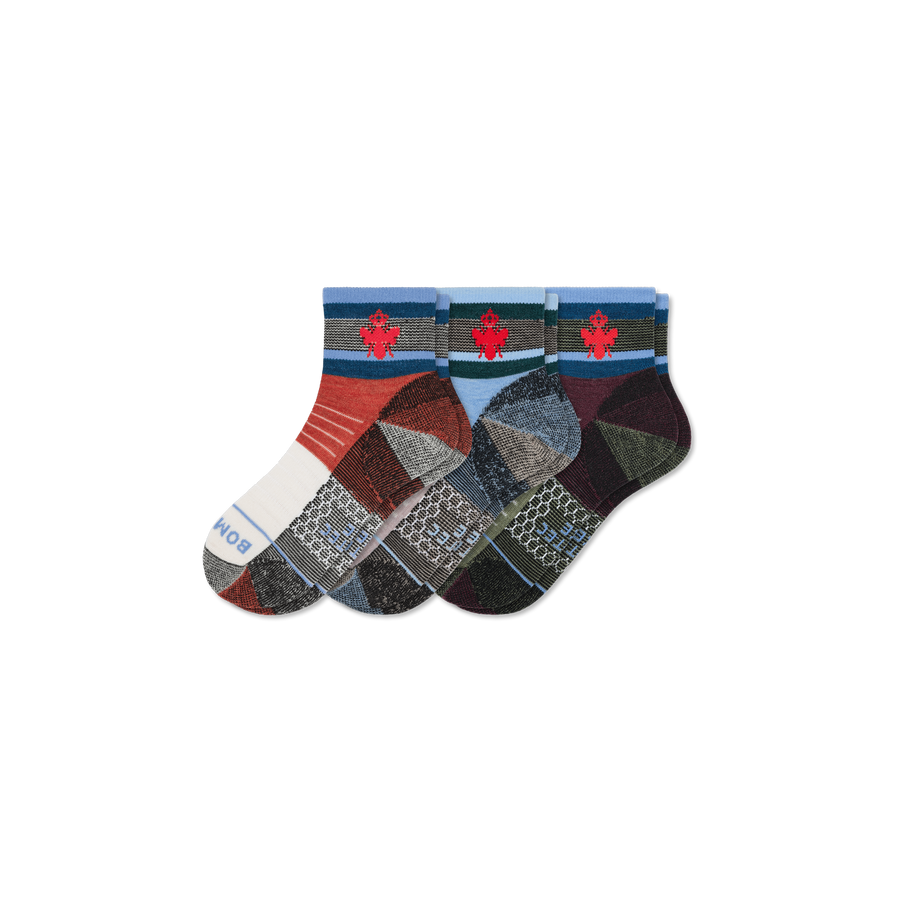 Cotopaxi x Bombas Merino Wool Blend Hiking Quarter Sock 3-Pack - Outdoor Everyday Wear
