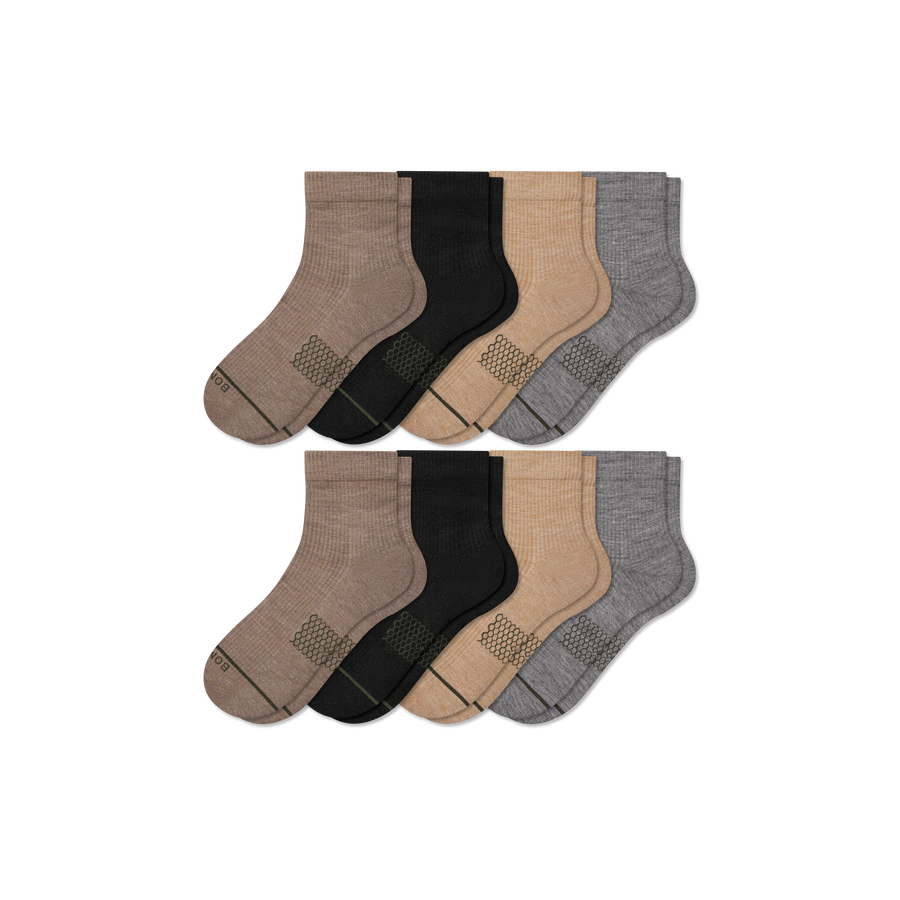 Men's Merino Wool Blend Modern Rib Quarter Sock 8-Pack - Classic Office Wear