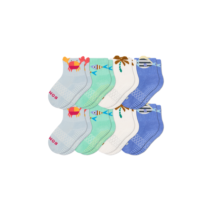 Toddler Gripper Calf Sock 8-Pack - Outdoor Office Pair