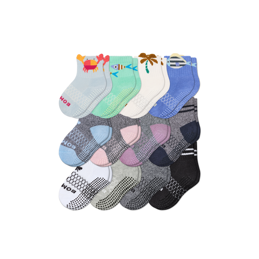 Toddler Gripper Calf Sock 12-Pack - Smooth Travel Fit