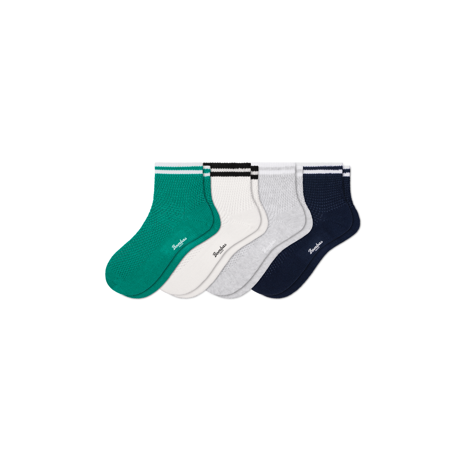 Womenâ€™s Open Knit Stripe Quarter Sock 4-Pack - varsity green mix L