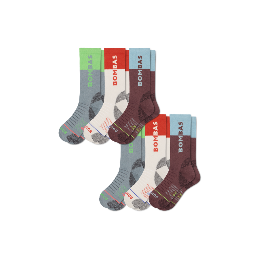Men's Merino Wool Blend Hiking Calf Sock 6-Pack - Breathable Run Step