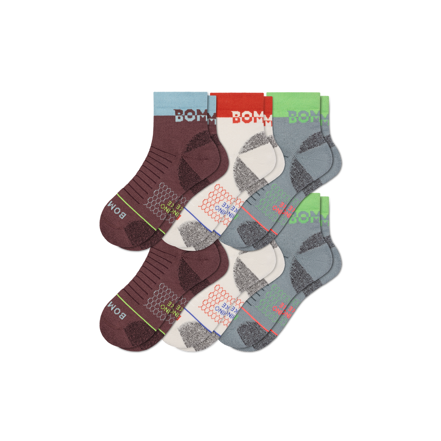 Men's Merino Wool Blend Hiking Quarter Sock 6-Pack - Run Lounge Move
