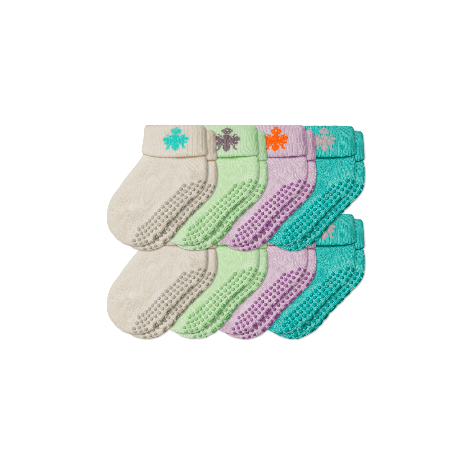 Baby Gripper Socks 8-Pack (6-12 Months) Washed Lavender Mix L