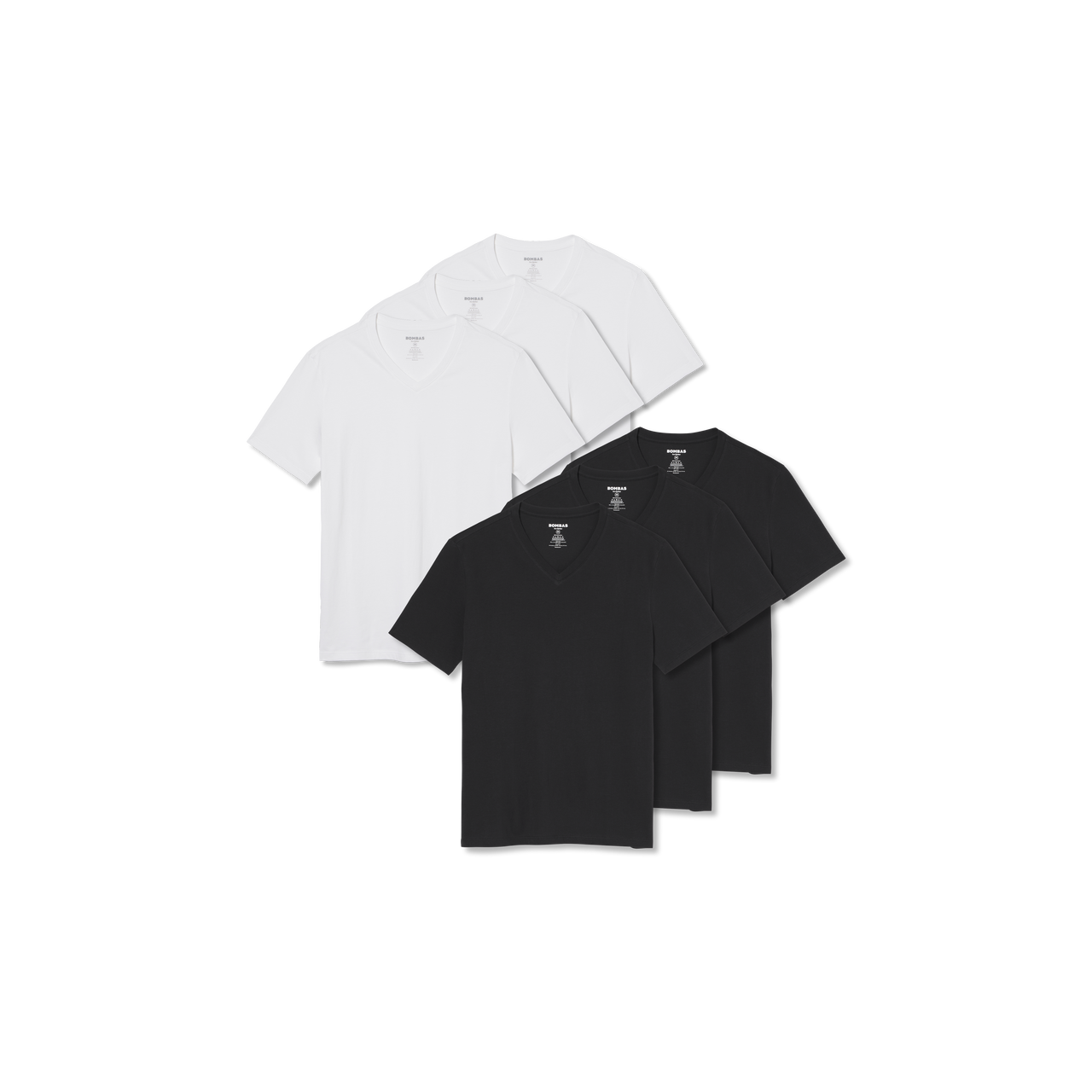 Men's Pima Cotton V-Neck T-Shirt 6-Pack - White Black L